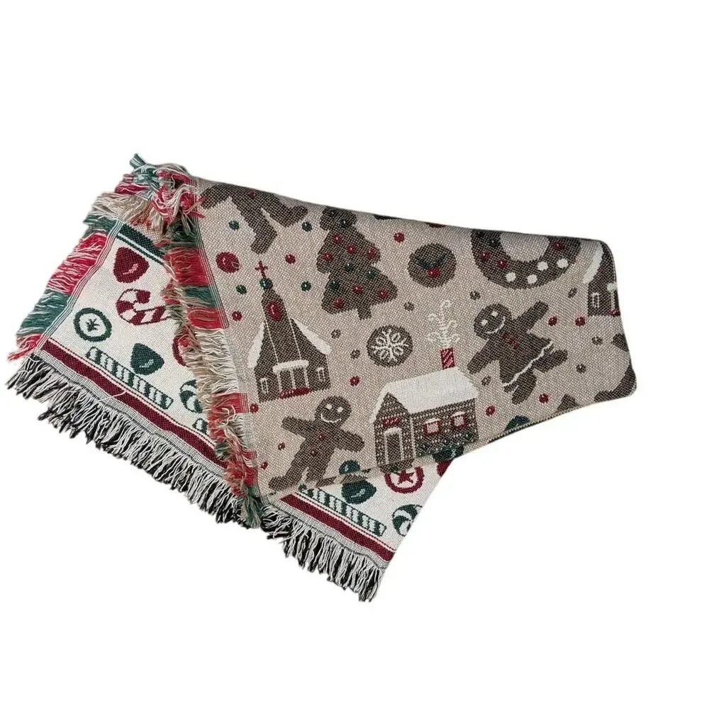 Vintage Crown Crafts Holiday weaved throw 48in X60in